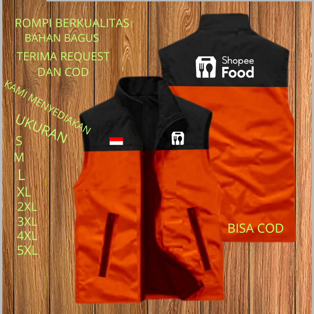 Termurah  Rompi ShopeeFood Terbaru Driver Online / Rompi SFD Original Terbaru / Rompi ShopeeFood Pri