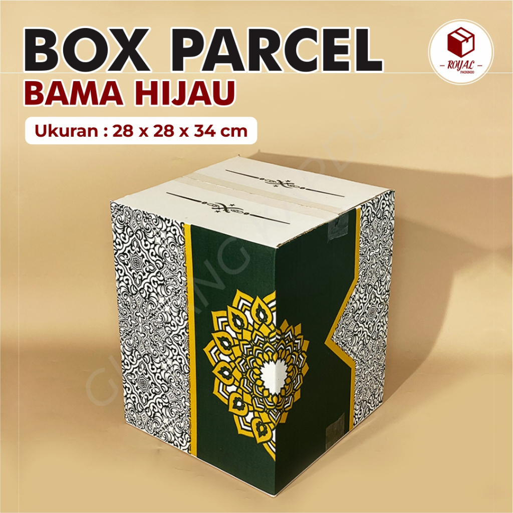 

BOX PARCEL BAMA HIJAU 28 x 28 x 34 cm - Box Parcel Batik Hijau/Box Parcel sembako/BoxParsel