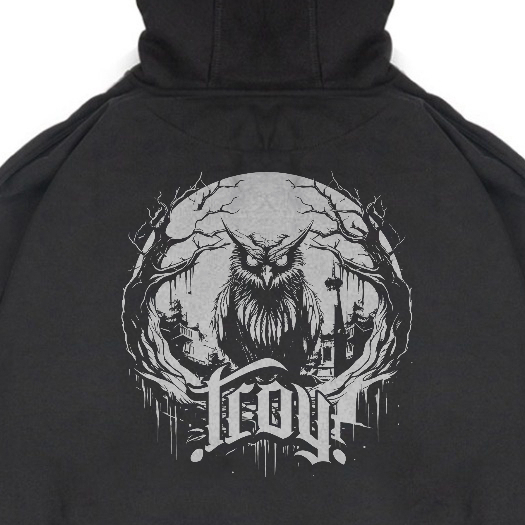 Troy Company Hoodie Boxy Oversize Black Nightfall - Hoodie Boxy Hitam HB 2868
