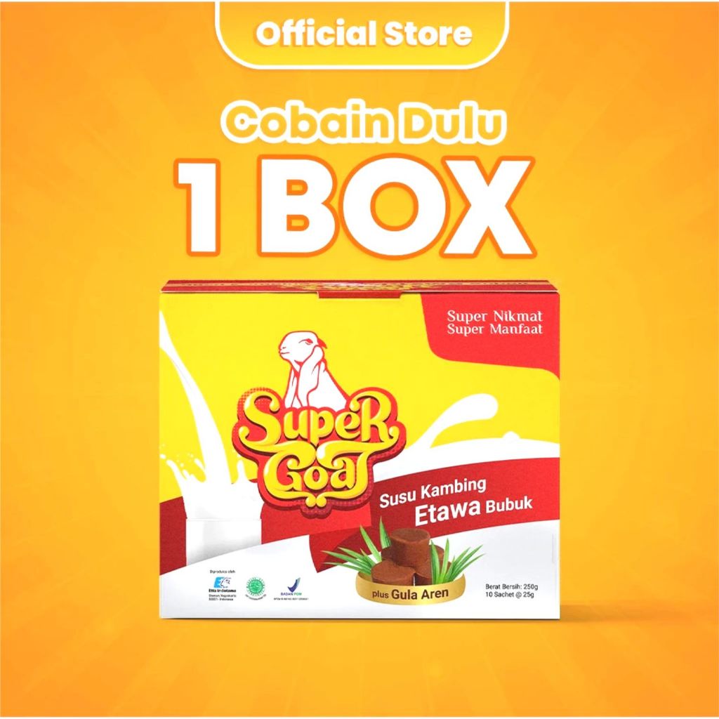 Super Goat Susu Kambing Etawa Bubuk Dengan Gula Aren Isi 10 Sachet Labn Goat