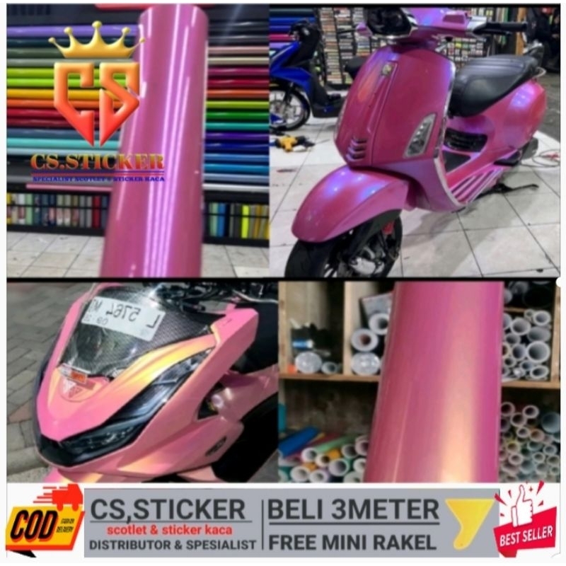 skotlet warna pink lembayung gold ping lembayung ungu premium Stiker Putih Lembayung Glossy Lebar 50