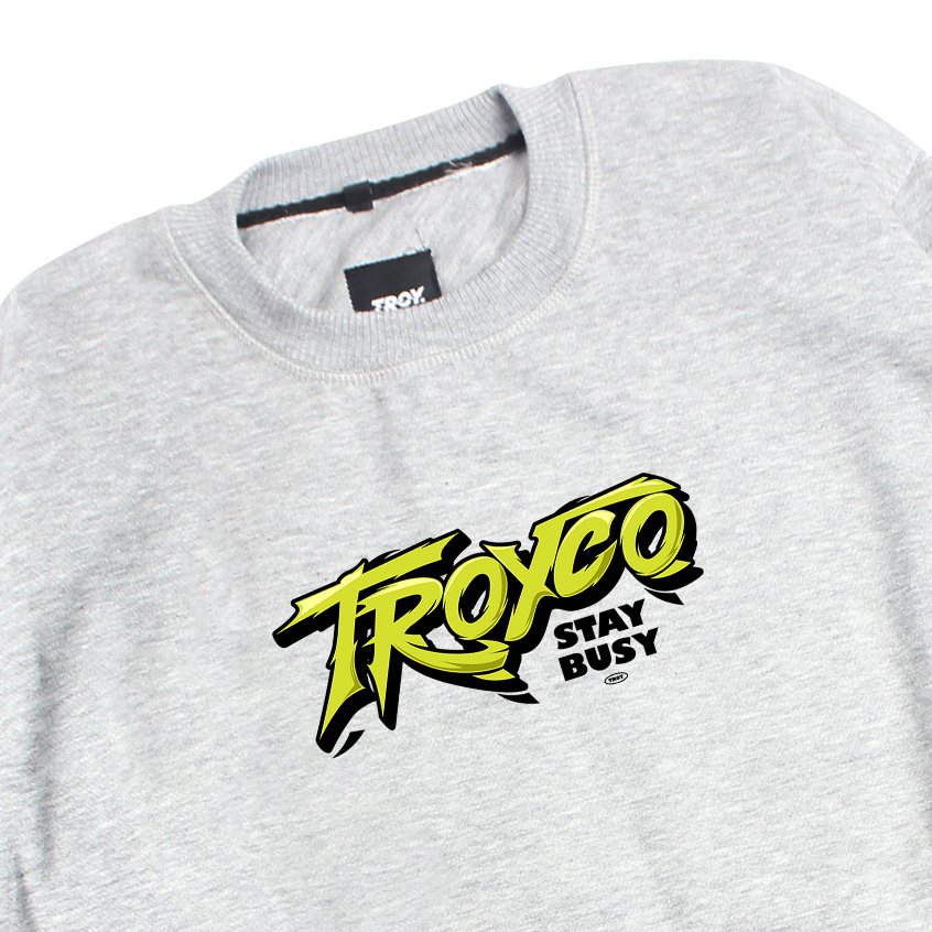 Troy Company Sweater Crewneck Misty Rage - Sweater Crewneck Pria Abu Misty SW 2871