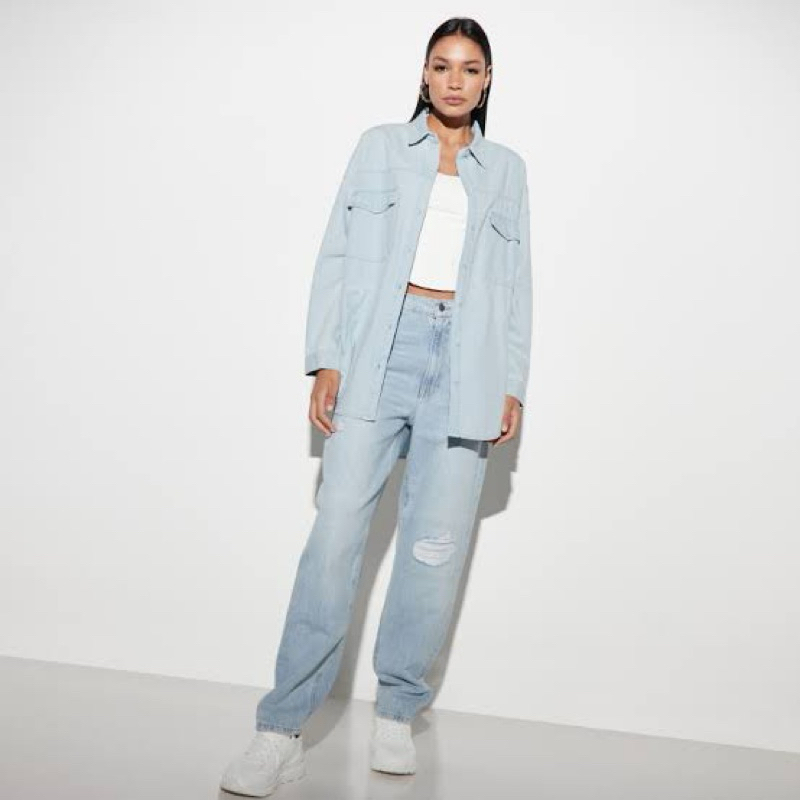 pull and bear denim kemeja