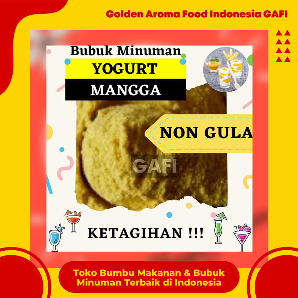 

Yogurt Bubuk Mangga NON GULA Premium 1 kg Supplier Bubuk Minuman Yoghurt Mango Instan 1Kg Serbuk Es Youghurt Mango Kiloan Ekonomis Original Powder Murah GAFI