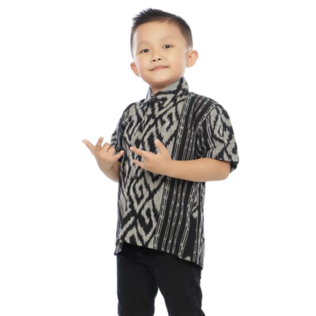 SIMPLE ETHNIC - KEMEJA ANAK TENUN BLANKET MOTIF UNIK FORMAL/NON FORMAL - BAJU ANAK COWOK TENUN ASLI