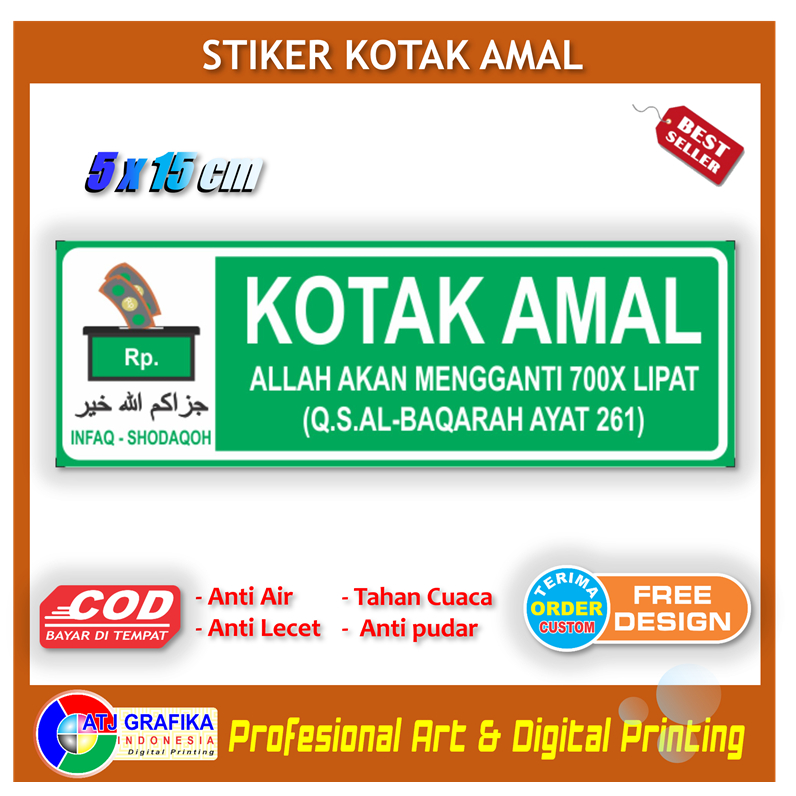 Stiker kotak amal tanda box pengumpulan uang infaq sticker masjid musholla