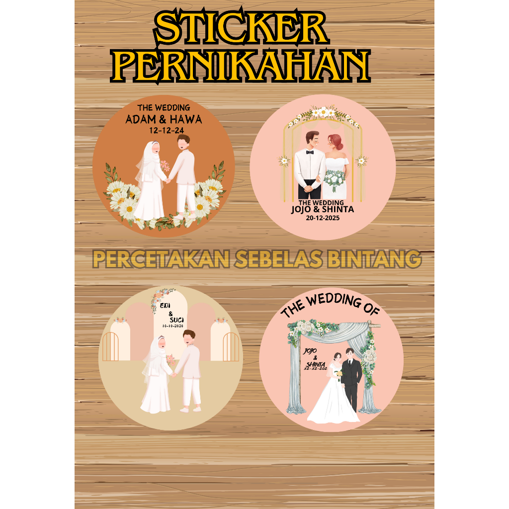 

STICKER CUSTOM WEDDING BISA UNTUK LABEL SESERAHAN