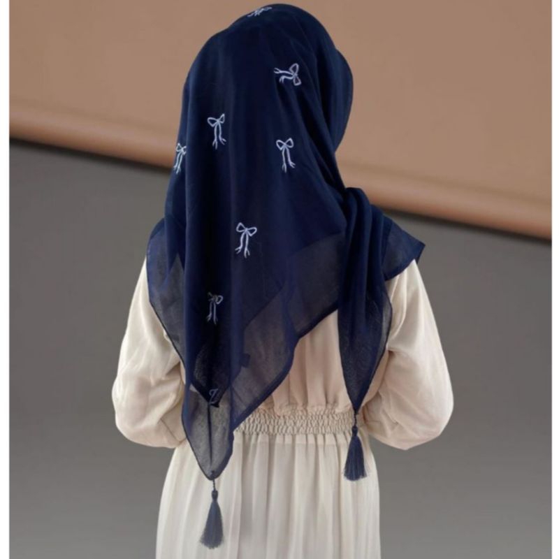 Hijab Segi Empat Paris Tasel Pita/Kerudung Paris Tasel