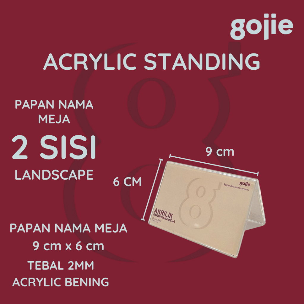 

STAND KARTU NAMA AKRILIK | PAPAN KARTU NAMA MEJA PANITIA 9x6 2 SISI LANDSCAPE | MIN PEMBELIAN 2PCS