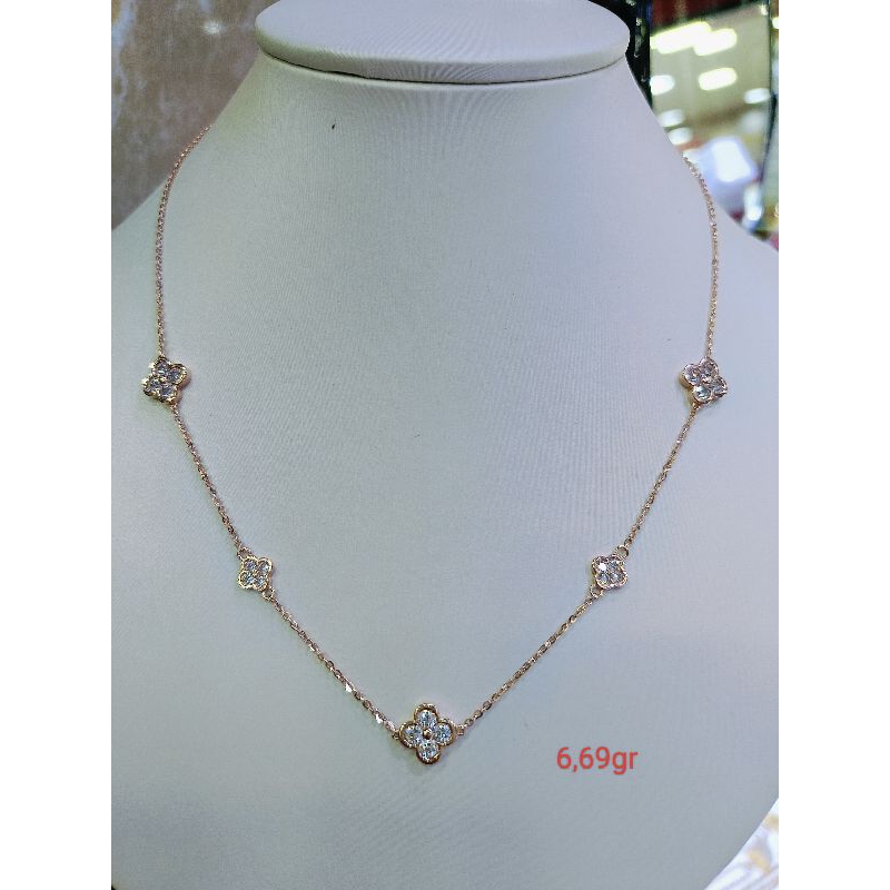 kalung clover fashion rosegold 17K