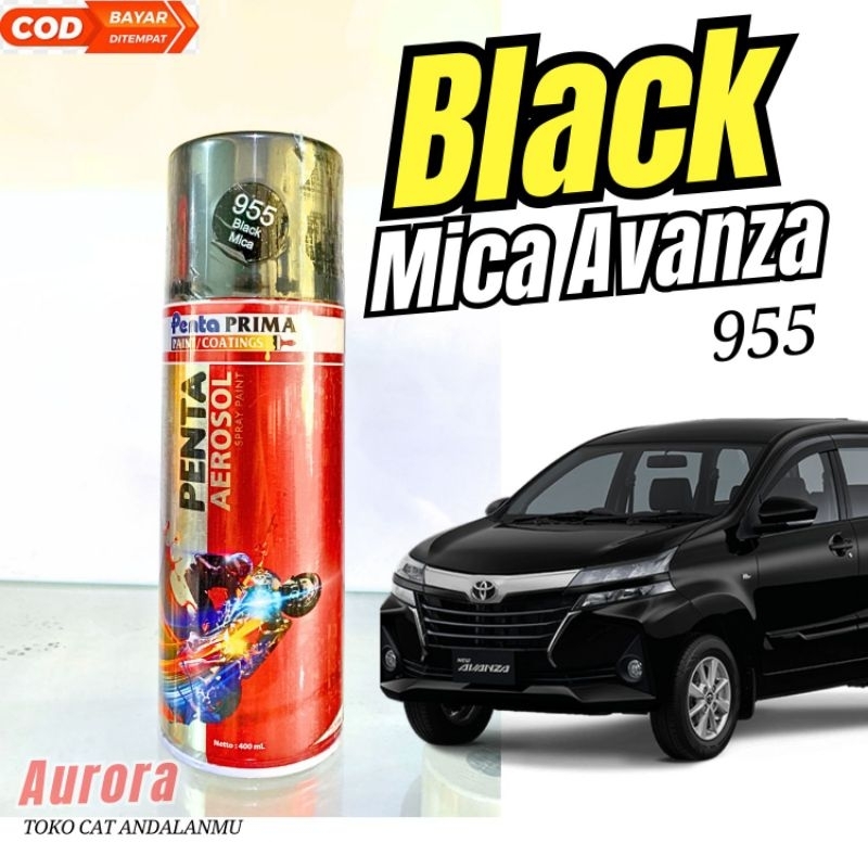 Cat Pilok Penta Black Mica Hitam Avanza X12 Black Mica 955 Gloss 400ml Penta Cat Mobil Toyota Agya C