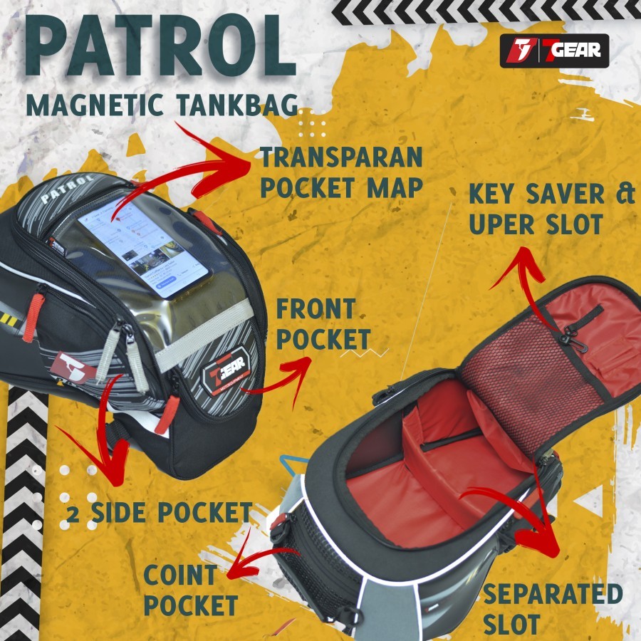 Tankbag Patrol GenZ 7Gear | Tas Tangki Motor 10 Liter | Tankbag Motor Tangki Plastik | Tas Motor Tan