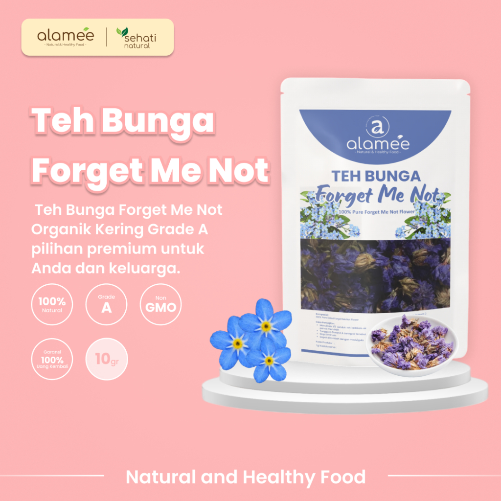 

ALAMEE Teh Bunga Forget Me Not Flower Tea Organik Kering Dried Siap Seduh Minum 10g