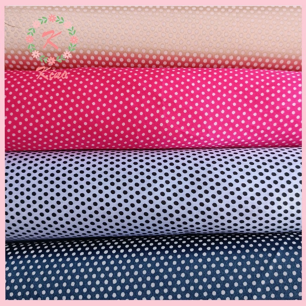 KAIN SATIN polkadot tul putih per meter bahan pakaian wanita hijab jilbab muslim bergo background ba