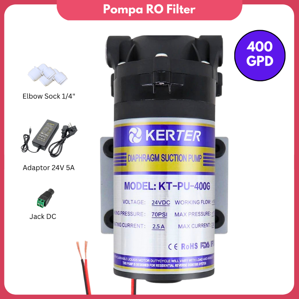 Pompa RO 24V Pompa Air RO 400 Gpd Dengan Adaptor Booster pump RO pompa dorong filter RO