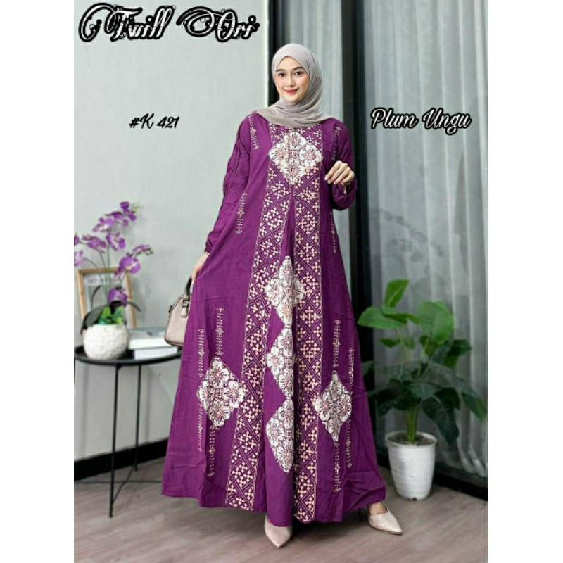 gamis twill original klok A cap malaman muslim dewasa ungu