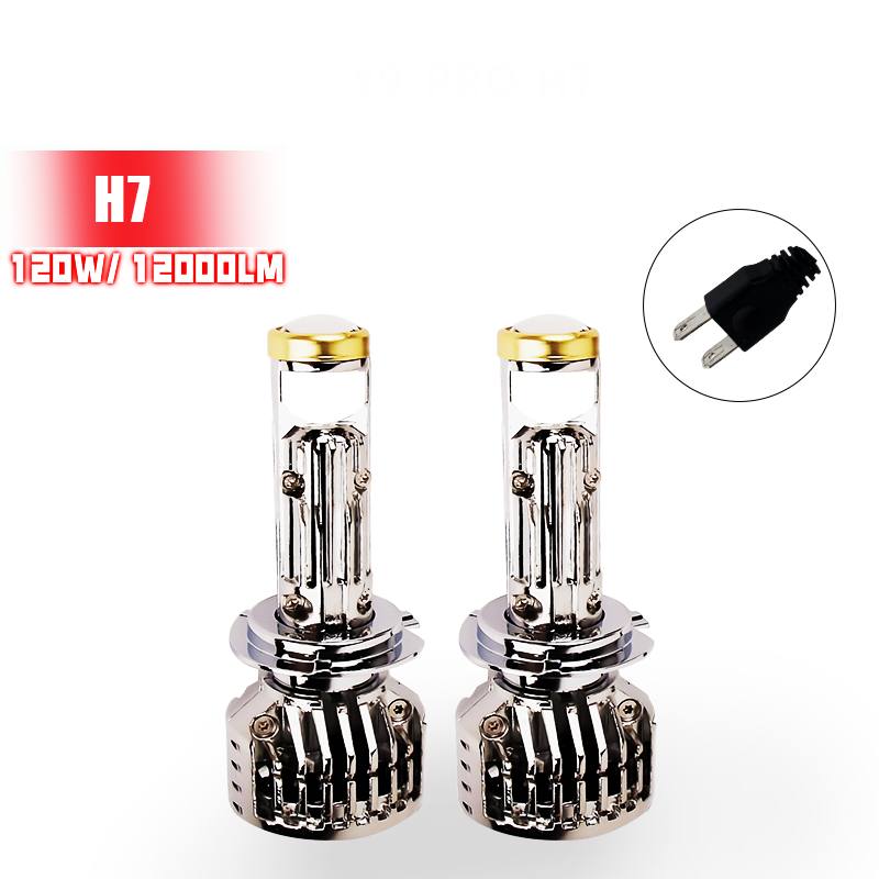 Laser Lampu Mobil Terang untuk Malam Hari Sorot Y9 PRO H7 Instalasi Mudah LED Headlight 120W 12000LM