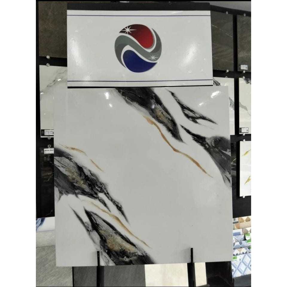 GRANIT LANTAI PUTIH MOTIF ABU GLOSY UKURAN 60X60 | ARNA AMRETA GREY 60X60