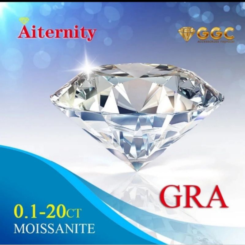Permata Diamond Moissanite VVS1 GRA Sertifikat Internasional