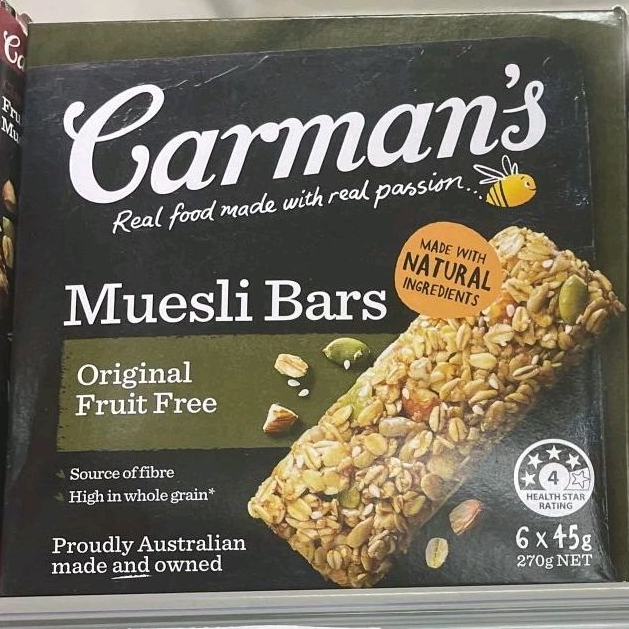 

carman's muesli bars original fruit free