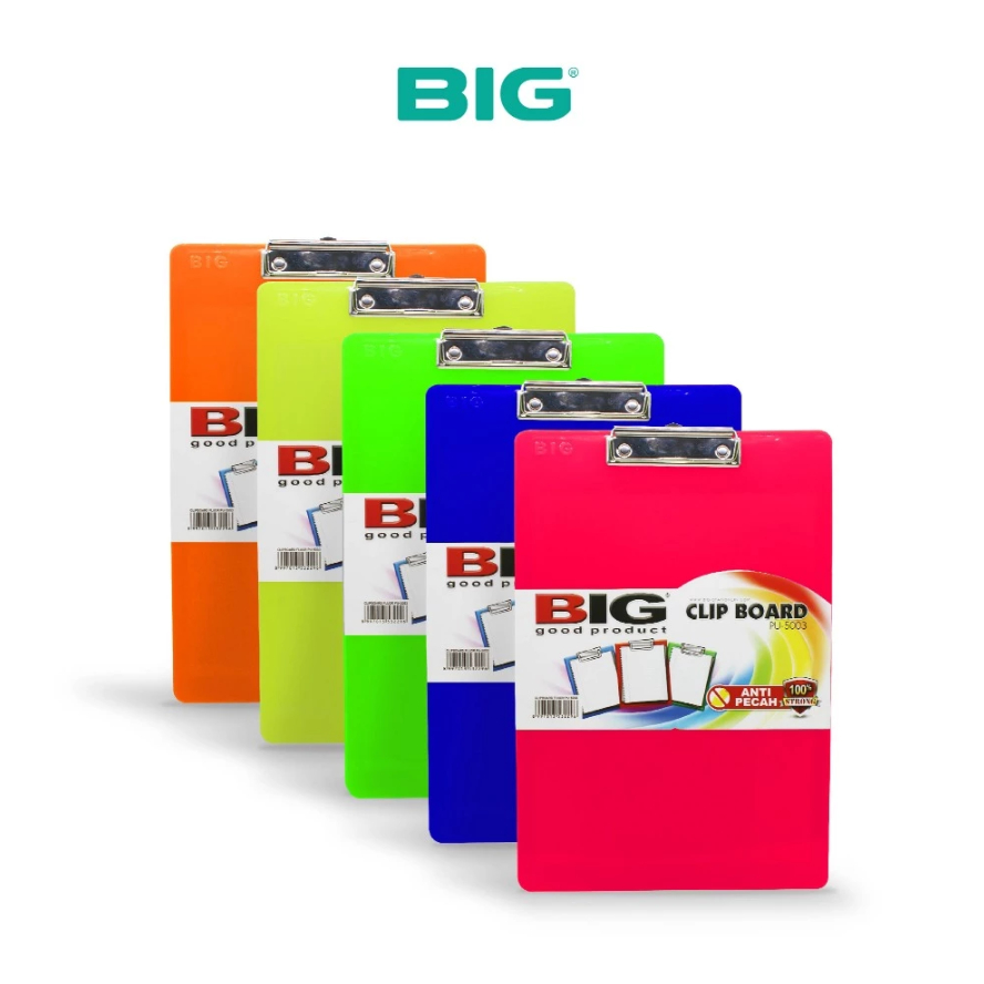 

BIG - Clipboard Papan Jalan Papan Ujian Warna Fluorescent Ukuran F4 Folio PU-5003