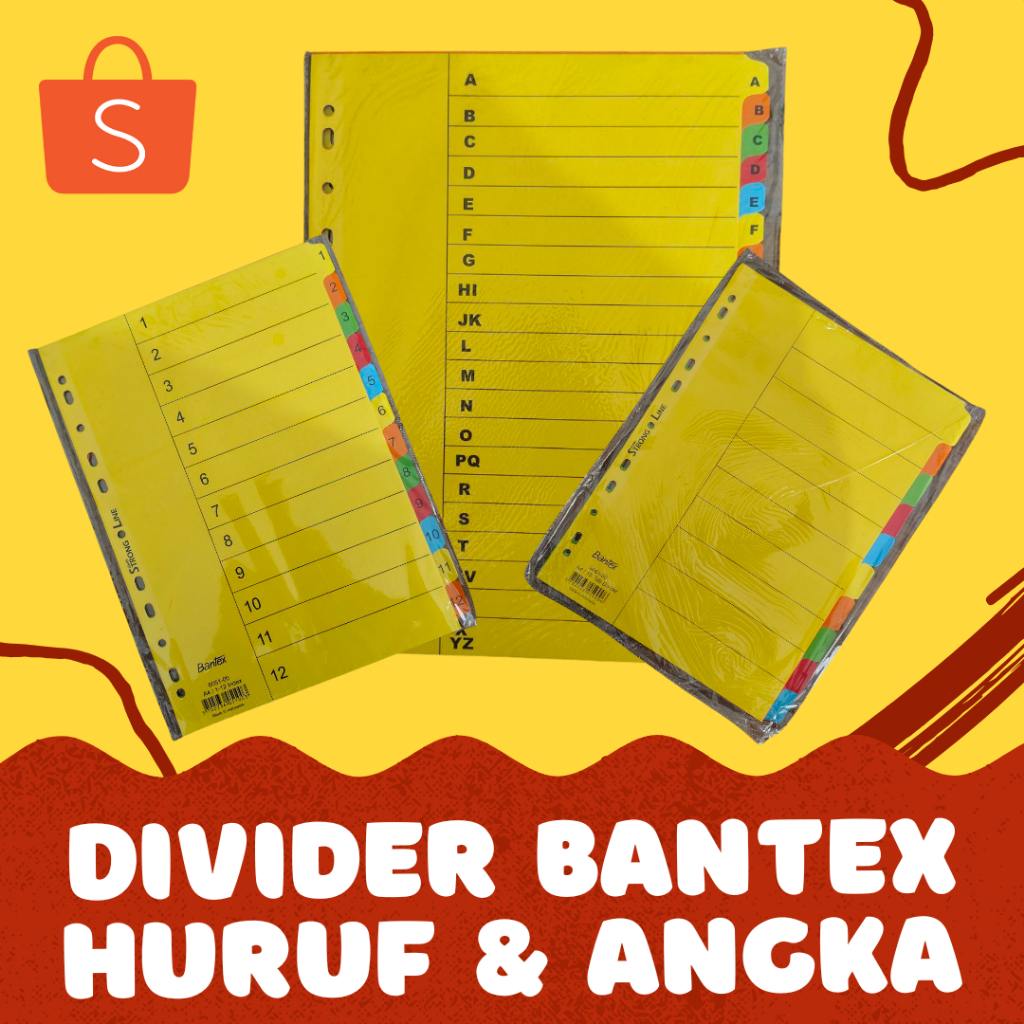 Pembatas Kertas Divider Bantex Abjad (Huruf) & Angka A4