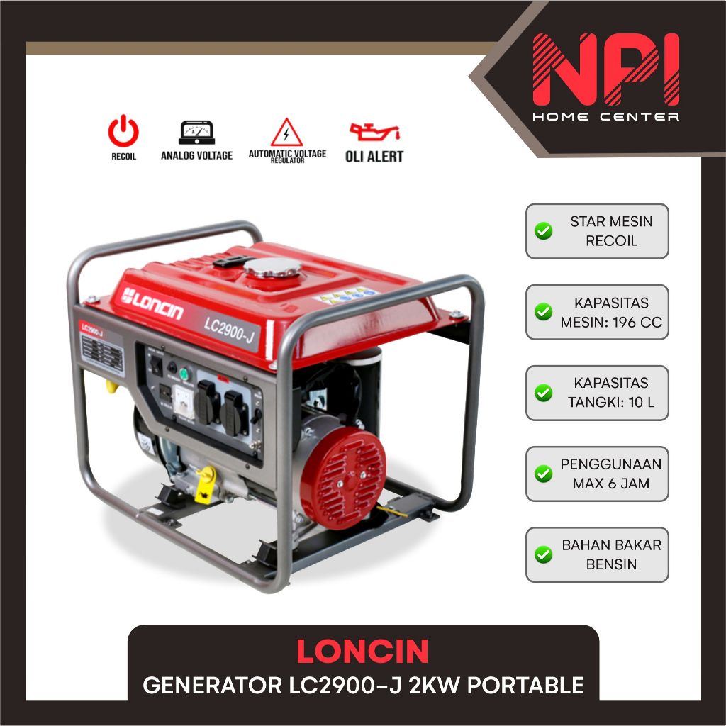 Loncin - Mesin Genset Generator Listrik Bensin Lc 2900 J Lc2900J 2000 W