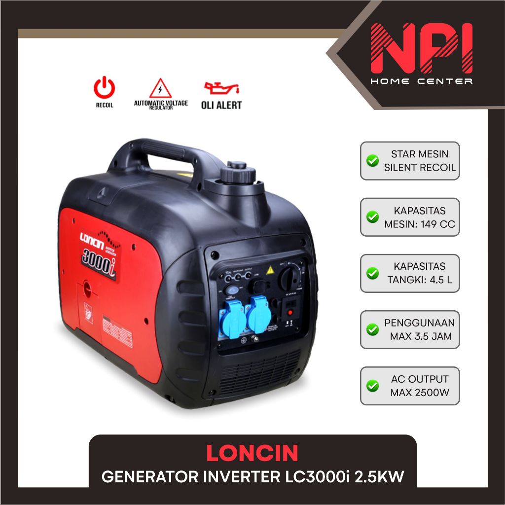 Loncin - Mesin Genset Generator Listrik Portable Lc 3000i Lc3000i 2500 W