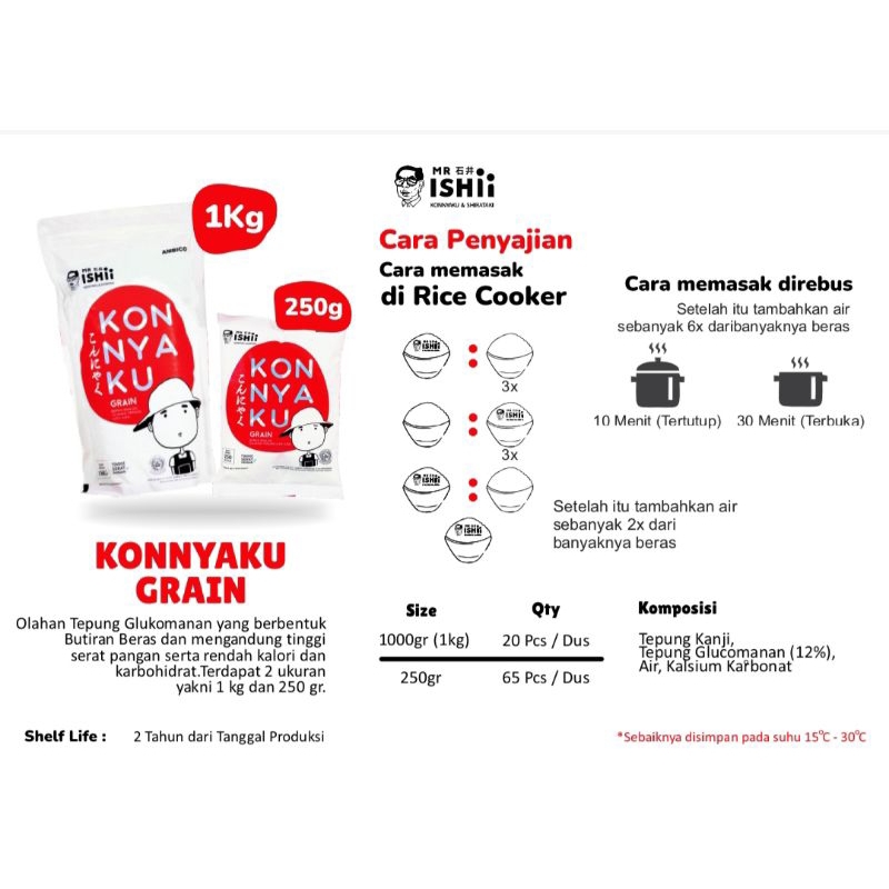 

Beras Konnyaku Grain 1kg dan 250gram
