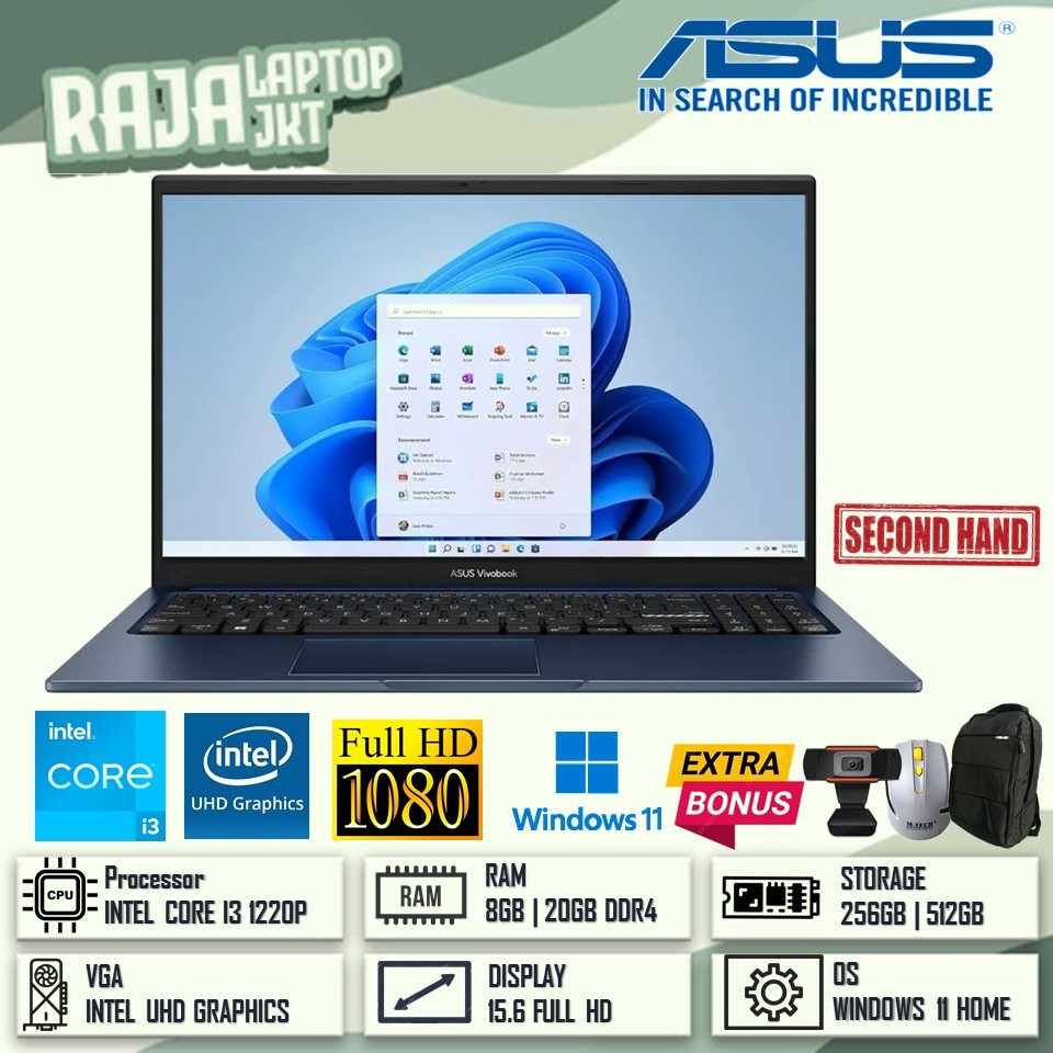 Laptop Murah Asus Vivobook F1502ZA Intel Core I3 1220P Ram 20GB SSD 512GB 15,6 FHD WIN 11 SECOND