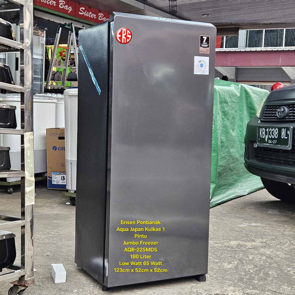 AQUA JAPAN KULKAS 1 PINTU AQR-D225MDS 180 LITER LOW WATT 65 WATT HEMAT LISTRIK SUPER JUMBO FREEZER