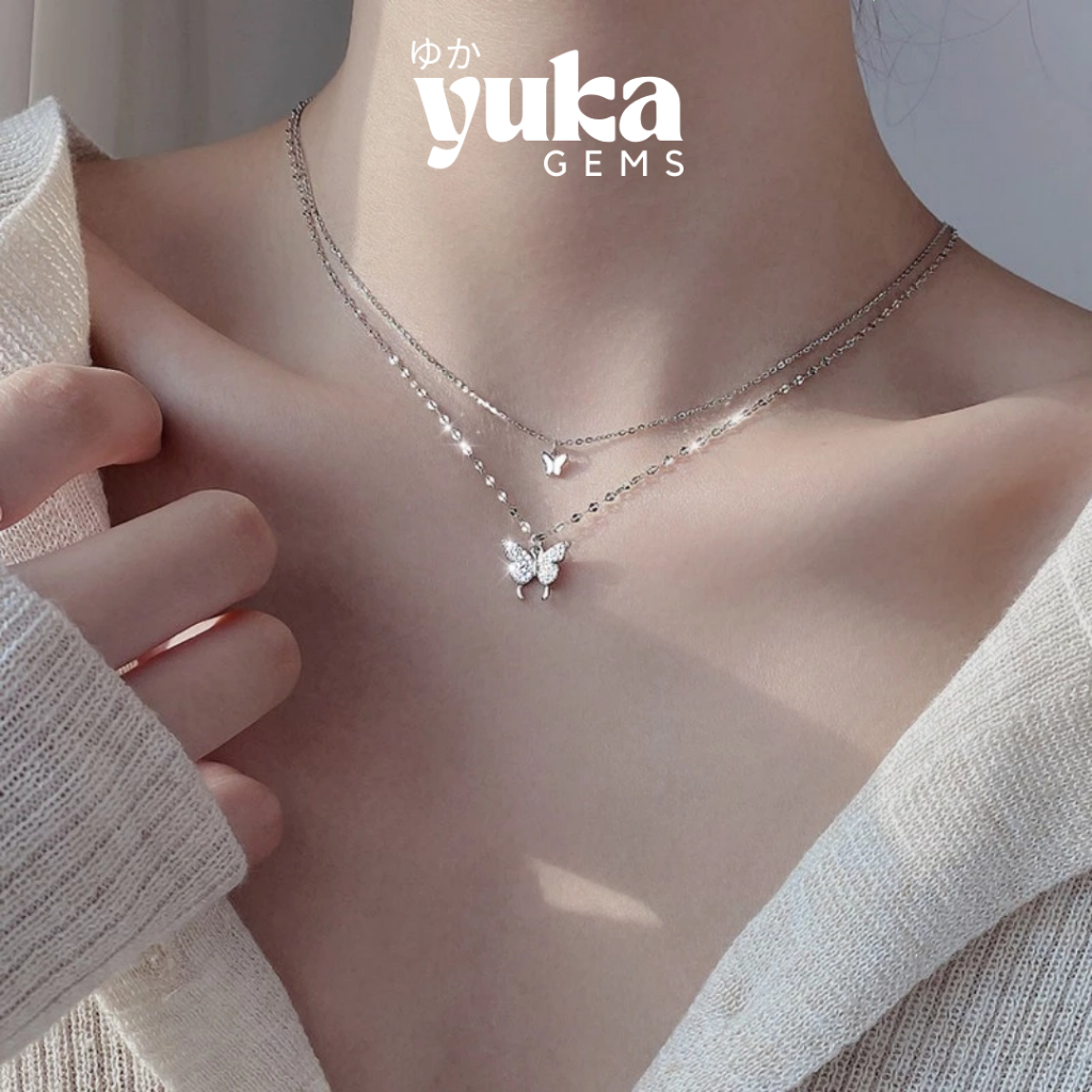 |YUKA| Perhiasan Kalung Mickey Mouse Wanita Anti Karat Titanium Berlian Jewellery Anti Luntur Jepang