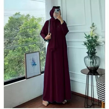 MECCA GAMIS KNIT SET HIJAB PASMINA LD 110 / GAMIS POLOS KNIT / FASHION MUSLIMAH GAMIS POLOS / BAJU G