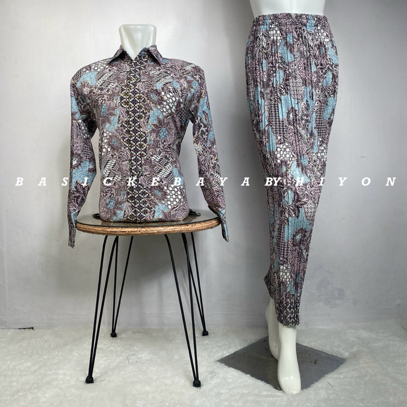 COUPLE BATIK MODERN KEMEJA LENGAN PANJANG ROK WISUDA ACARA SERAGAMAN KELUARGA KONDANGAN