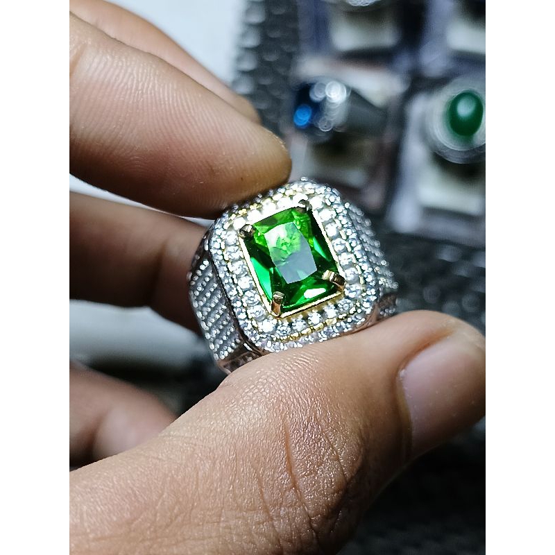 Cincin permata green Aquamarine ring PLT