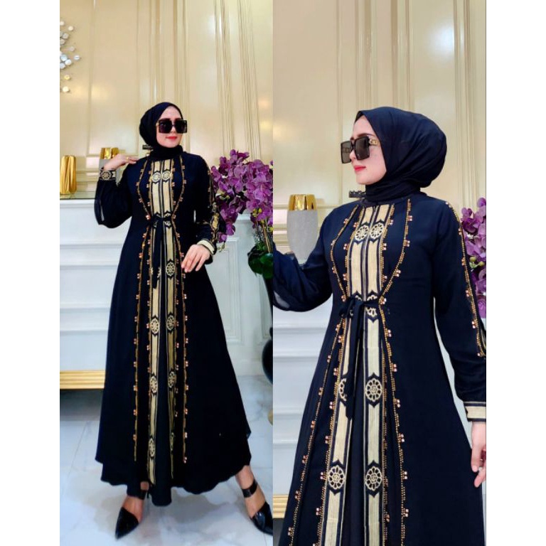 Bagus Banget GAMIS ABAYA TURKEY BORDIR LURUS BUNGA LILY WARNA