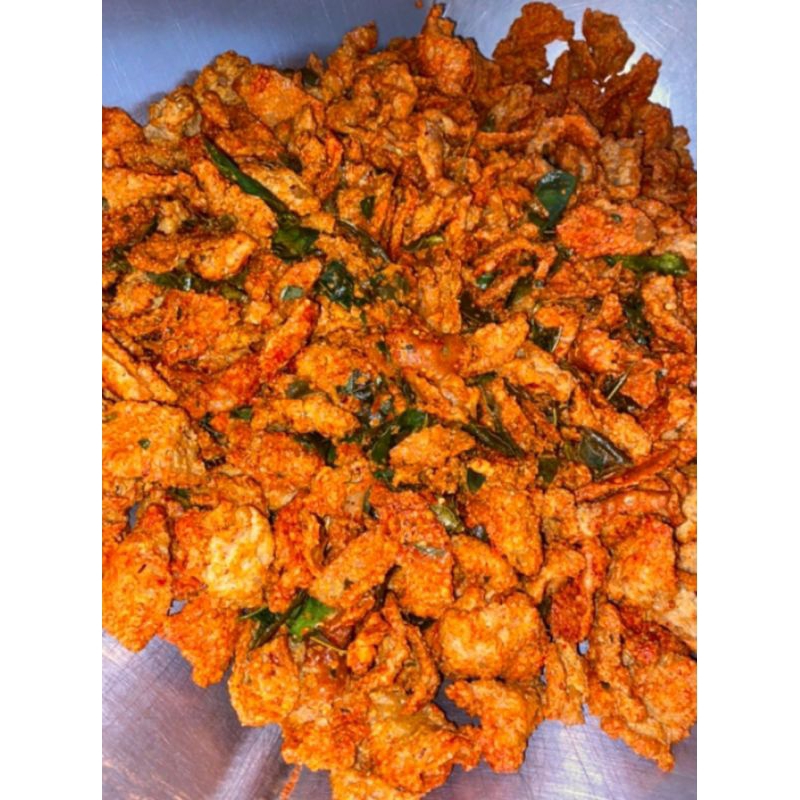 

KULIT CRISPY MAKANAN KERING DENGAN VARIAN RASA BALADO, PEDAS AROMA JERUK, ORIGINAL, LADA HITAM