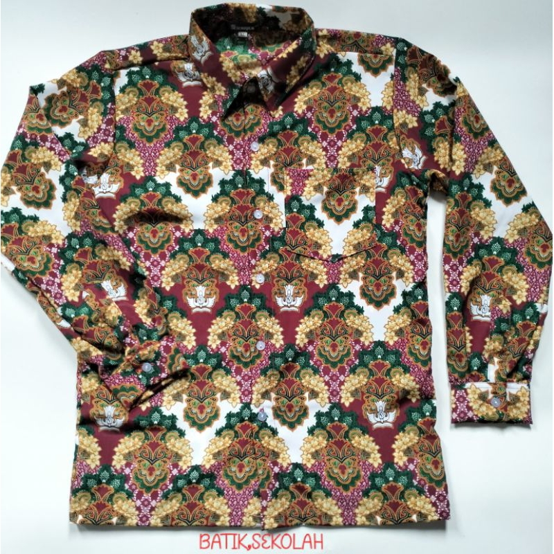 BATIK SD NEGERI/BATIK SD NASIONAL/SERAGAM BATIK SEKOLAH/MOTIF BUNGA MELATI MERAH