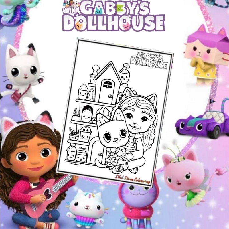 

Kertas Gambar Mewarnai Anak Tema Gabby's Dollhouse V1 / isi 10 Lembar Kertas Tebal 160gsm / PAUD / TK / SD