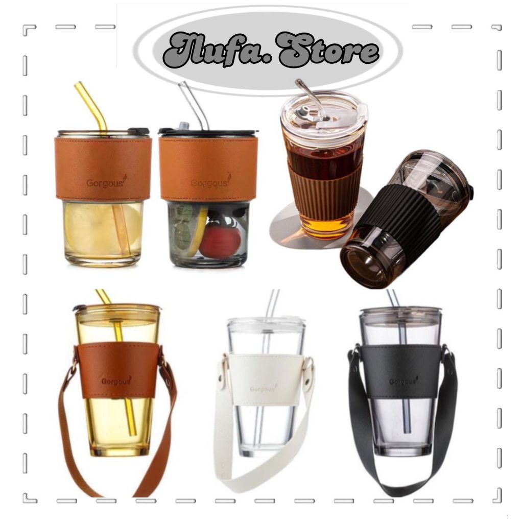 ILU263 Botol Kaca 2 In 1 / Tumbler Gelas Kaca / Botol Minuman BPA FREE