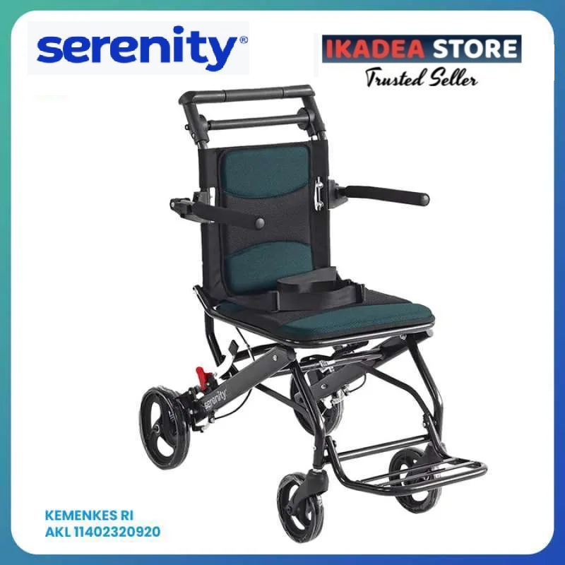 SERENITY Kursi Roda Travelling T001/Travel Wheelchair/Kursi Roda Lipat Aluminium Ringan Portable