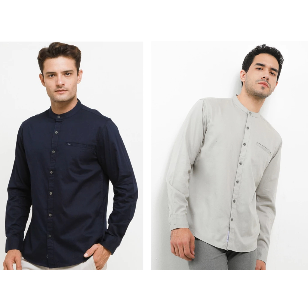 Triple jeans - Kemeja koko pria panjang triple jeans / koko pria polos slimfit