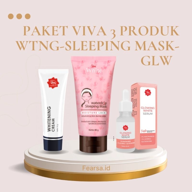 Paket Viva Skincare / Viva Sleeping Mask + Viva Serum + Viva Whitening Cream / Paket 3 Produk Viva