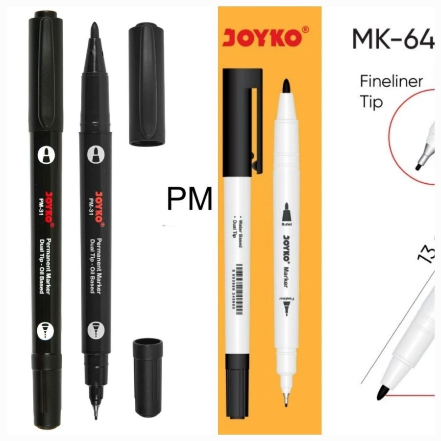 

pulpen spidol double marker dobel dual tip - Hitam, Non Permanen MK