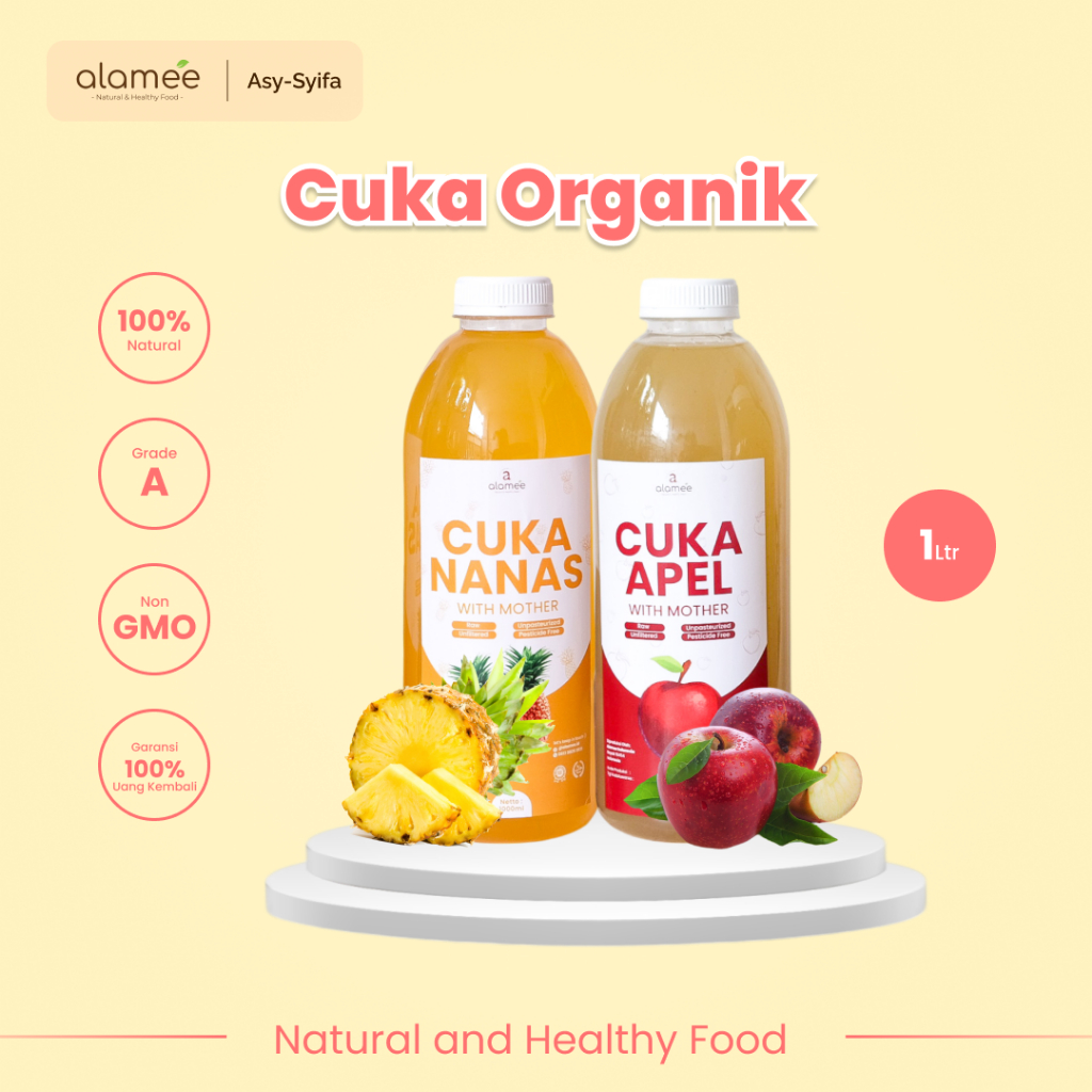 

ALAMEE Cuka Apel Nanas Original Vinega With Mother Premium Organik Pine Apple Cider Vinegar Vinega