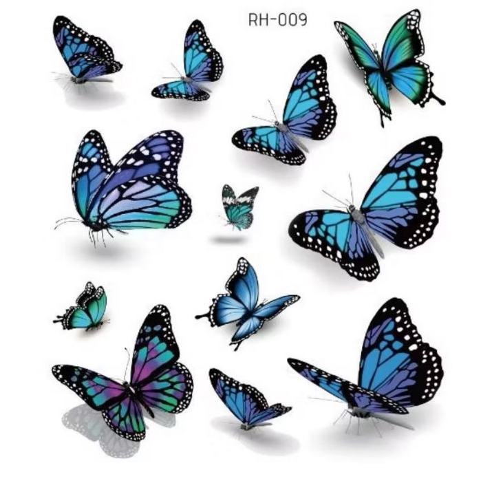 RCS ✅ tato temporer tubuh wanita stiker tato temporary tato kupu kupu tato wajah