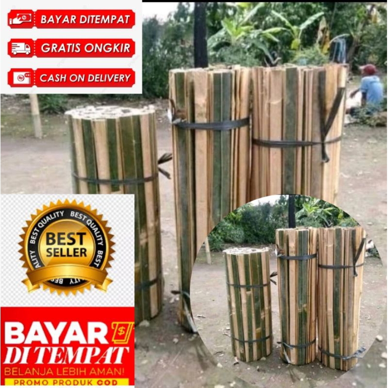 bambu belah pagar tanaman panjang 100cm