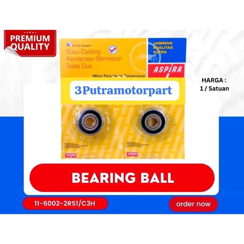 BEARING ASPIRA 6002-2SR1/C3H (Laher 6002 Kuningan) MERK ASPIRA