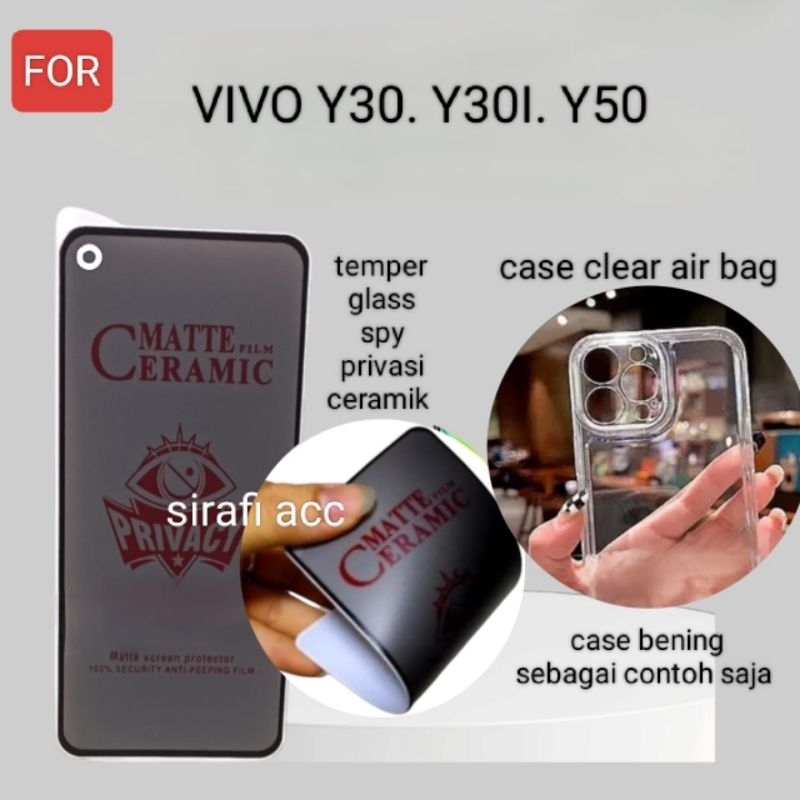 TEMPER GLASS SPY PRIVASI VIVO Y30. Y30I. Y50. ANTI GORES SPY CERAMIK TPU FILM ANTI INTIP ANTI RETAK+