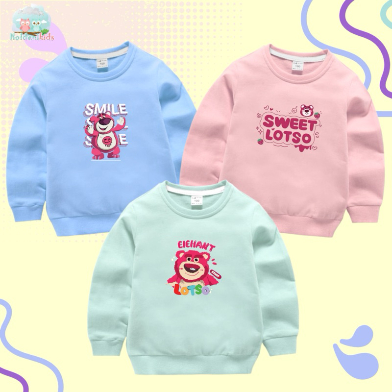 sweater anak lotso untuk usia 1-6 tahun crewneck bahan fleece pe gramasi 240 lucu